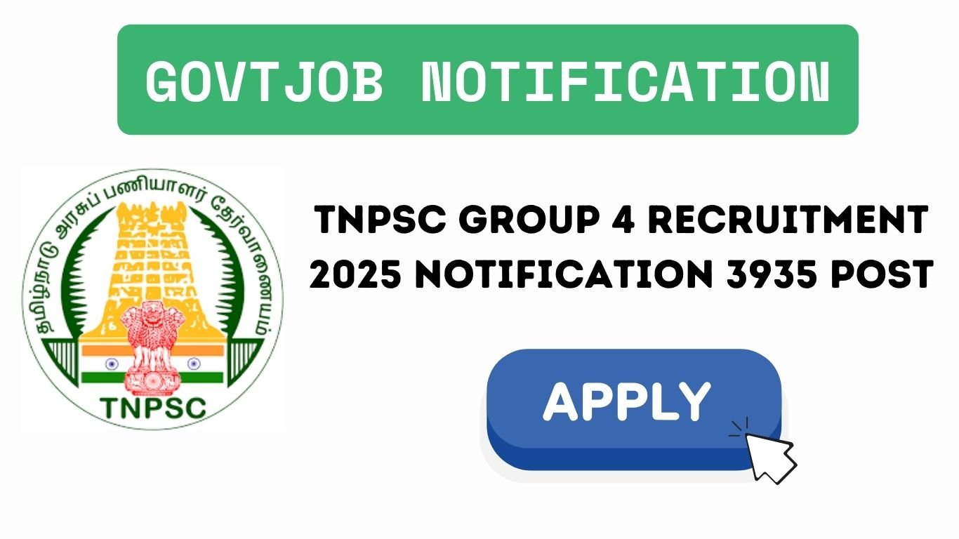 TNPSC Group 4 Recruitment 2025 Notification 3935 Post