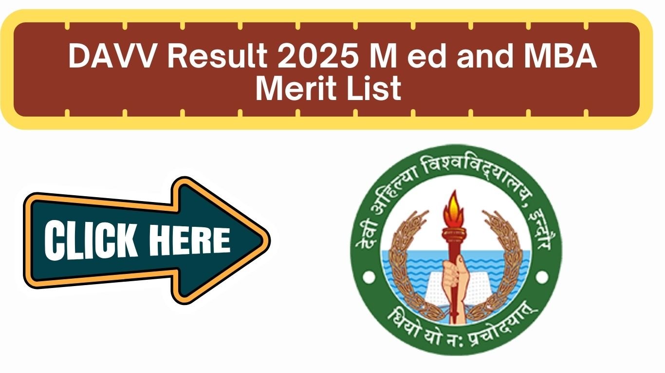 DAVV Result 2025 M ed and MBA Merit List